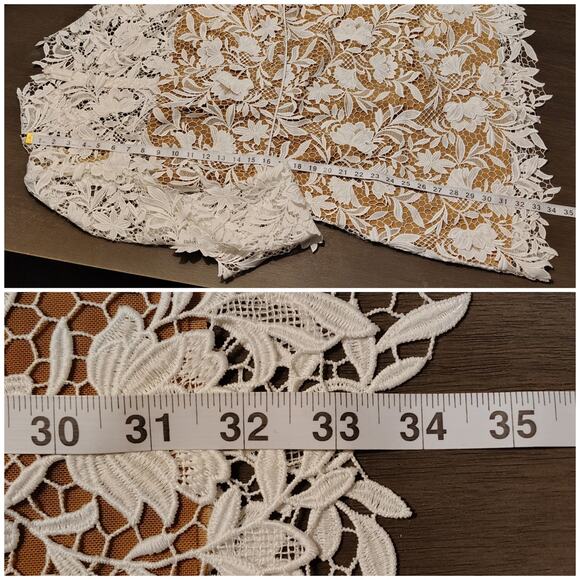 Jenny Yoo Lace White Samira Long Sleeve Mock Neck Mini Dress Size 8 Bride - Picture 9 of 16